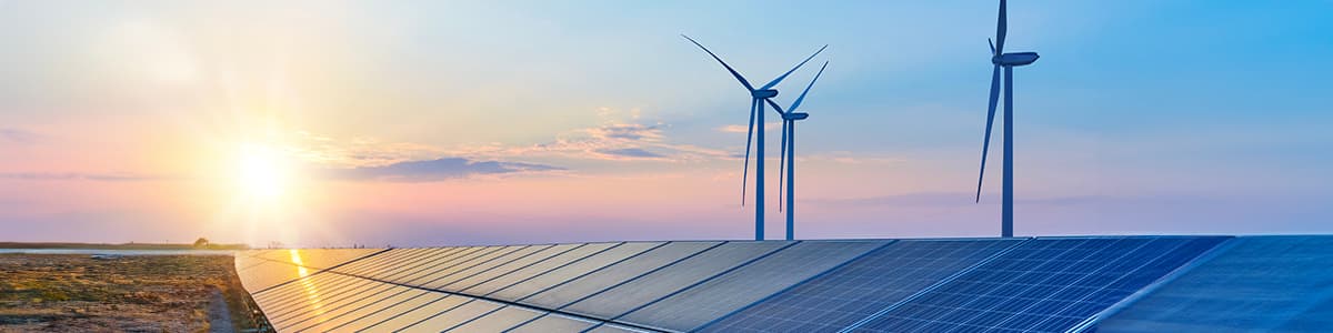 Industrial site at sunset