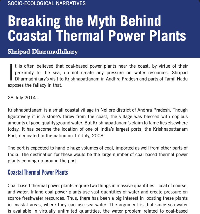 Breaking the Myth Behind Coastal Thermal Power Plants